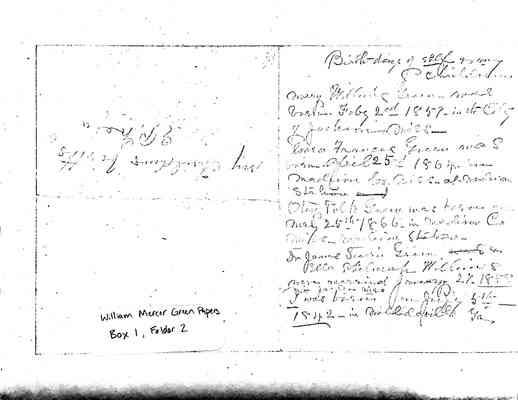 William Mercer Green Papers Box 1 Folder 2 Biographical Data Document 4