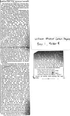 William Mercer Green Papers Box 1 Folder 4 Clippings Document 3