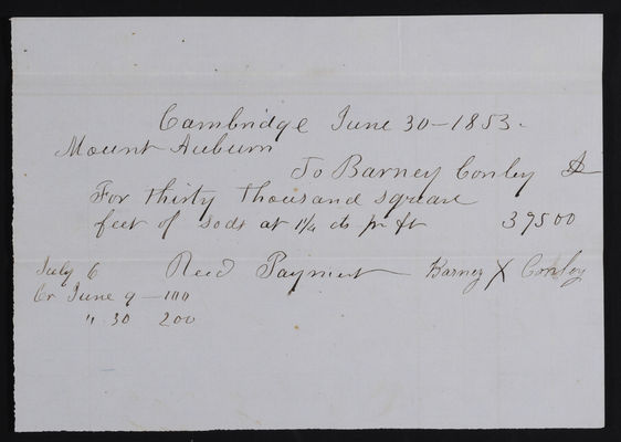 Horticulture Invoice: Barney Conley, 1853 June 30 (recto)