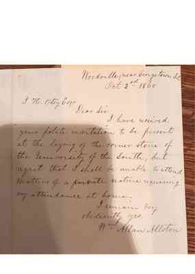 Vault Early Papers of the University Box 1 Document 24 Folder 1860 Cornerstone Ceremony 1