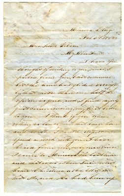 M McCuddy letter to Sallie Watson, 6 February 1858