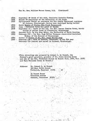 William Mercer Green Papers Box 1 Folder 2 Biographical Data Document 27