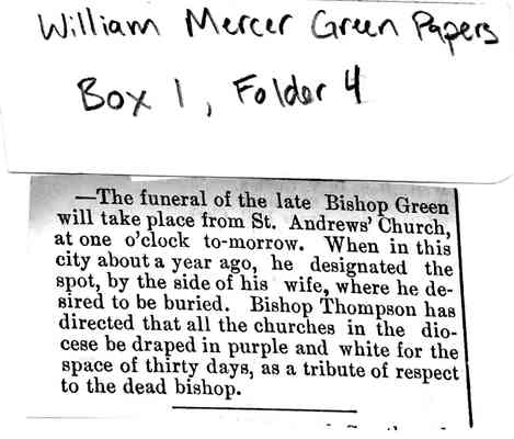 William Mercer Green Papers Box 1 Folder 4 Clippings Document 51