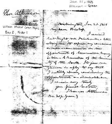 William Mercer Green Papers Box 2 Folder 1 Jan.-Feb. 1868 Document 10