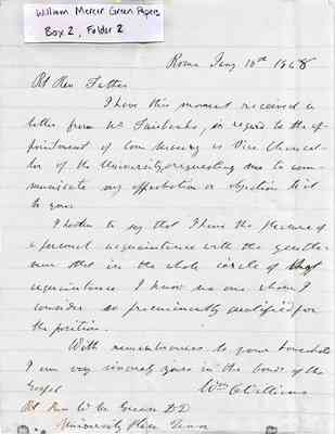 William Mercer Green Papers Box 2 Folder 2 Jan.-Feb. 1868 Document 5