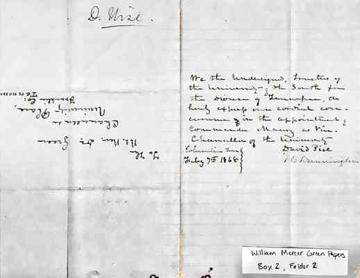 William Mercer Green Papers Box 2 Folder 2 Jan.-Feb. 1868 Document 32