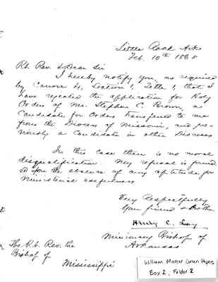 William Mercer Green Papers Box 2 Folder 2 Jan.-Feb. 1868 Document 34