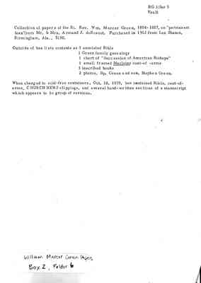 William Mercer Green Papers Box 2 Folder 6 Document 5