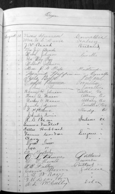 Visitor Logs August 15th 1887