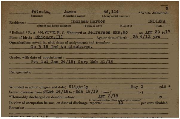 Indiana WWI Service Record Cards, Army and Marine Last Names "POR - POZ"