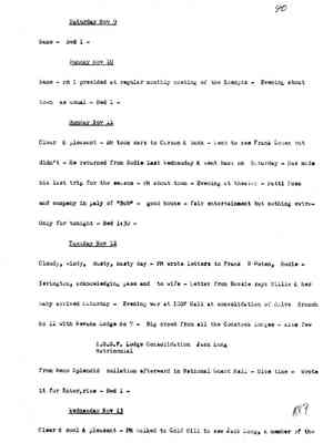 Diary 64-11: November, 1889 - preliminary transcript