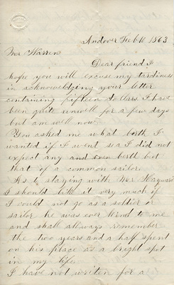 Houghton Letter 1863-02-10 Page 1