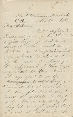 Houghton Letter 1863-11-24 Page 1