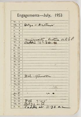 Miles Franklin pocket diary, 1953