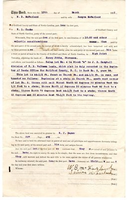 McFarland-Cooke Deed, March 13, 1922