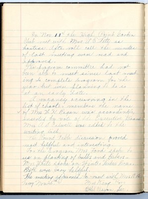 High Point Garden Club Minutes, 1924-1927 (2 of 9)