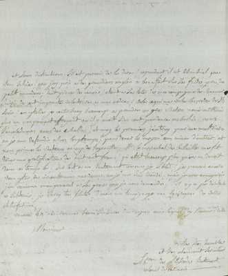 No. 118: Lettre B de l'Estrade, Lt Cl du Gatinais, à B de V - 1781/10/20