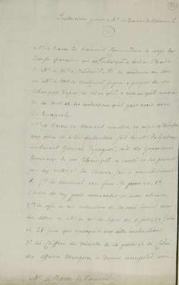 No. 92a: Instruction pour B de V signée Rochambeau - 1782/11/26
