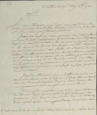 No. 25: Lettre de La Martinique du président de Pe.. à Tarlé sur appointements des officiers - 1780/12/19