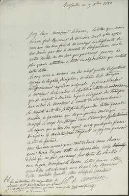 No. 131: Lettre du prince de Montbarrey à B de V - Nomination comme inspecteur - 1781/09/12