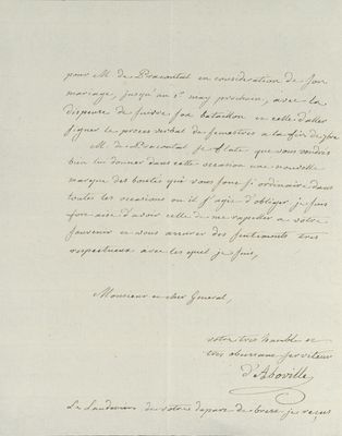 No. 22a: Lettre d'Aboville pour congé Dalmas de Pracomtal - 1783/07/02