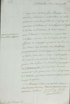 No. 139a: Lettre de Castries (pension Goury) - 1783/08/25