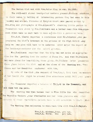 High Point Garden Club Minutes, 1927-1928 (3 of 4)