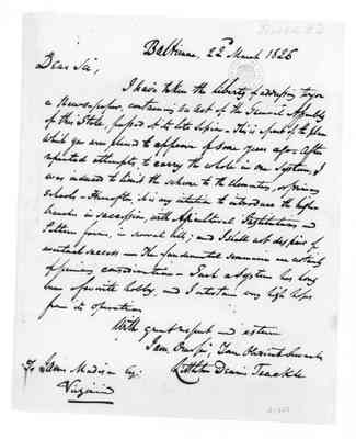 Littleton Dennis Teackle to James Madison, March 22, 1826.