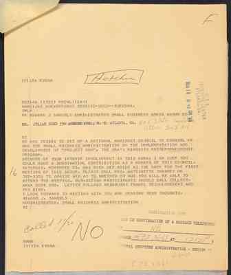 To Julian Bond from Howard Samuels, Telegram, 18 Nov 1968, with Bond's draft response