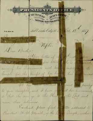 Letter to Jacob G. Bigler, 18 October 1887 [LE-41963]