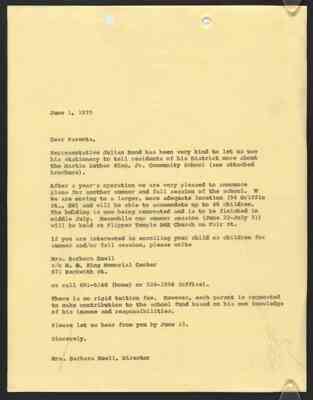 From Barbara Huell to 136th House District constituents, 1 Jun 1970