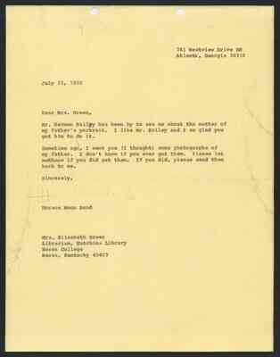 From Horace Mann Bond to Elizabeth Green, 23 Jul 1970