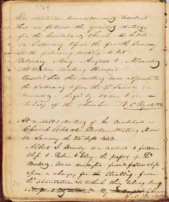 Cumberland Baptist Church Minute Book, 1836-1856