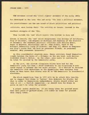 Fragment Concerning the Interests of Black Politicians in the 1972 Election, [Aug] 1972