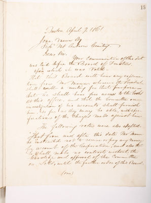 Copying Book: Secretary's Letters, 1860 (page 015)