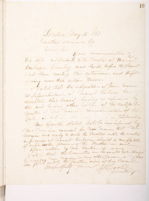 Copying Book: Secretary's Letters, 1860 (page 019)