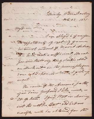 1831-10-25 Founding Letter: General Henry A. S. Dearborn to Dr. Jacob Bigelow (page 1)