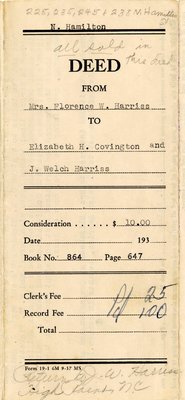 Harriss-Covington-Harriss Deed, 1938 (#4)