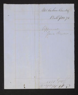 1855-01 Washington Tower Invoice: G. B. Wheeler (verso)