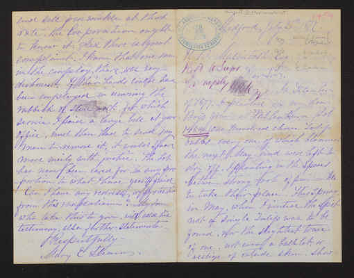 1879-07-21 Letter: Mary E. Stearns to H. B. MacKintosh, "bitter complaint" about tulip bulbs, 2014.020.003-012