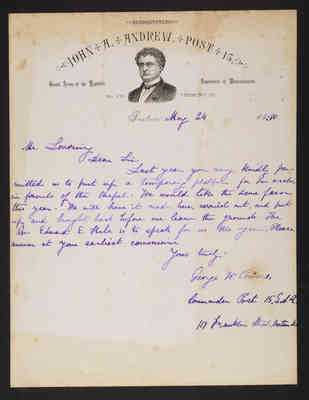 1880-05-24 Letter: George W. Powers to Mr. Lovering, "Rev. E. Hale, wooden platform," 2014.020.004-006
