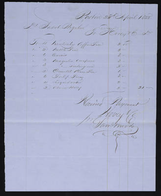 1855-04-23 Horticulture Invoice: Hovey & Co., 2021.005.006 