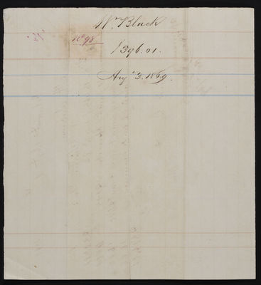 Horticulture Invoice: William Black 1869 August 1 (verso)