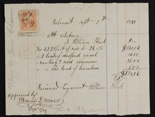 Horticulture Invoice: William Black, 1869 September 1 (recto)