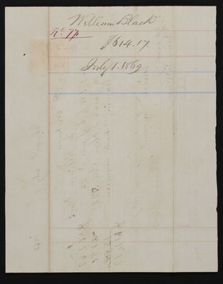 Horticulture Invoice: William Black, 1869 July 1 (verso)