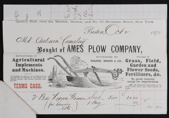 1872 Horticulture Invoices (2): Ames Plow Company, October and November