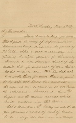Letter from J. Hughes Fisher to Ann F. Fisher, June 5, 1887