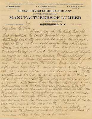 Letter from George F. Fisher to Sister, Feb. 13, 1911