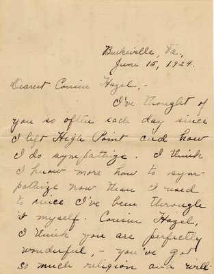 Letter from Louise to Hazel F. Shipman, June 15, 1924