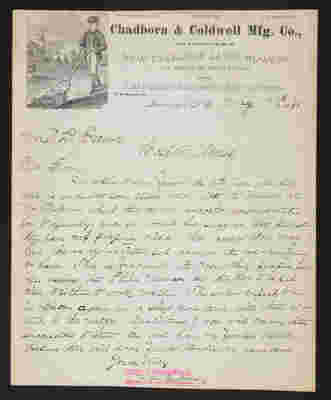 1881-05-17 Letter: To O. D. Dana from W. H. Burbanks, Chadborn & Coldwell Manufacturing Co., "Lawn Mower Trouble," 2014.020.005-008